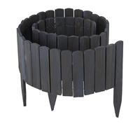 Relaxdays Flower Bed Edging, Flexible Wooden Lawn Border, 200 cm, 25 cm Height, Stake-In, Anthracite