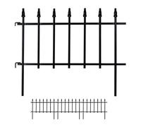 Relaxdays Flower Bed Fence, Garden, 4 Piece Set, HxW: 45.5 x 226 cm, Gothic Decoration, Iron, Ground Spikes, Leaf, Black, 45.5 x 226 x 2.5 cm