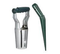 Relaxdays Flower Bulb Planter Set, Convenient and Effortless Tulips Planting, Gardening Tools, Metal, Green/Silver, Stainless steel, 23 x 11.5 x 8 cm