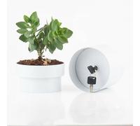 Relaxdays Flower Pot with Hidden Compartment for Money, Keys & Valuables, 13x12.5 cm, White