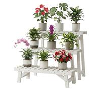 Relaxdays Flower Stand, 3-piece set, height: 19.5 / 33 / 49 cm, white