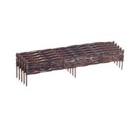 Relaxdays Flowerbed Edging Set of 5, Willow, Push-In, HxW: 10 x 100 cm, Brown, Low Lawn & Flowerbed Border