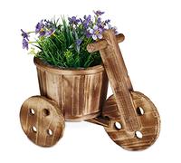 Relaxdays Flowerpot, in Shape of Bicycle, Decoration for Garden and Terrace, Fir Wood, HxWxD: 25 x 30 x 16.5 cm, Natural