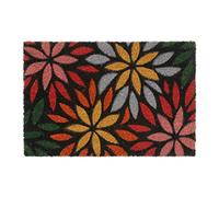 Relaxdays Flowers Roses Welcome Doormat Coir Rubber, 40 x 60 cm, Door Mat Inside & Outside, Non-Slip, Multicoloured, Coco