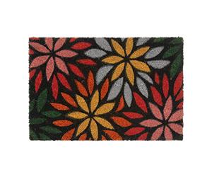 Relaxdays Flowers Roses Welcome Doormat Coir Rubber, 40 x 60 cm, Door Mat Inside & Outside, Non-Slip, Multicoloured