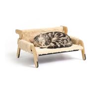 Relaxdays Fluffy Cat Bed, Raised Cat Hammock, Beige/Natural