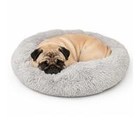 Relaxdays fluffy round pet bed Ø 60 cm, cosy dog & cat cushion, washable, grey