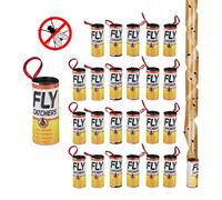 Relaxdays Fly Catcher Adhesive Rolls, Set of 24, Toxic-free, Environment-friendly, Sticky Rolls For Hanging, Indoors, Brown