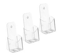 Relaxdays Flyer, Set of 3, for Standing & Hanging, DIN Long, Brochure Case, HxWxD 19.5 x 11 x 8.5 cm, Transparent