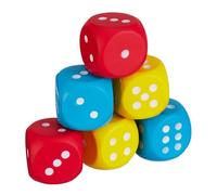 Relaxdays Foam Dice, Set of 6, HxWxD: 7.5 x 7.5 x 7.5 cm, Toy Dice, Nursery & Preschool, Soft Foam Cube, Colourful