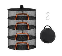 Relaxdays Foldable 4-Tier Drying Net for Herbs, Fruit, Vegetables & Fish, Hanging, 80x60x60 cm, Orange/Black