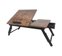 Relaxdays Foldable Bamboo Laptop Table for Bed & Sofa, Adjustable, Dark Brown/Black, 19.5x70x35 cm