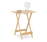 Relaxdays Side Table, H x W x D: approx. 63.5 x 48 x 38 cm, Foldable, Bamboo, Natural Finish