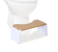 Relaxdays Foldable Bamboo Toilet Footstool with Non-Slip Surface, 19x43.5x20 cm, Natural/White