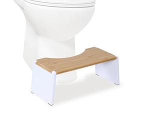 Relaxdays Foldable Bamboo Toilet Footstool with Non-Slip Surface, 19x43.5x20 cm, Natural/White