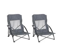 Relaxdays Foldable Beach Chairs Set of 2 with Carry Bag, Lightweight Metal Frame, 100kg, Polyester, Grey, 65x54x50cm