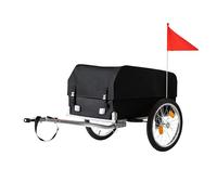 Relaxdays Foldable Bicycle Cargo Trailer with Rain Cover, Safety Flag, 120L, 59x124x69cm, Black