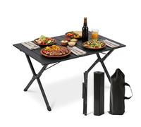 Relaxdays foldable camping table, height-adjustable, weatherproof, with carry bag, 44 x 90 x 60 cm, black