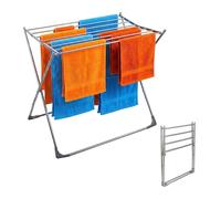 Relaxdays Foldable clothes airer, 8 bars, HxWxD: 77 x 86 x 57 cm, silver