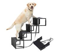 Relaxdays Foldable Dog Ramp for Cars, 4-Step, Stable Non-Slip, Steel & Oxford, 80x94x45 cm, Black