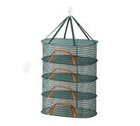 Relaxdays Foldable Drying Net, 4-Tier for Herbs, Fruit, Vegetables, Hanging Rack, Green/Orange, Polyester, Plastic, 118 x 60 x 40 cm