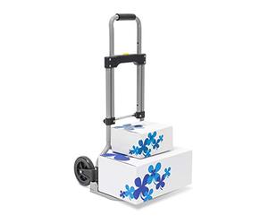 Relaxdays Foldable Folding Sack Truck Durable Trolley Holds up to 60 kg Transport Dolly Cart 96 x 38 x 37 cm Rolling Hand Truck with Extendable Handle for Unloading, Shopping and Heavy Boxes, Grey
