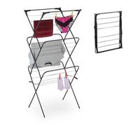 Relaxdays Foldable Laundry Rack, Metal, Black, 136 x 62 x 51 cm