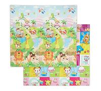 Relaxdays Foldable Play Mat with Two-Sided Motif for Children, Pollutant-Free, Washable, 195x175 cm, XPE Foam, Colourful