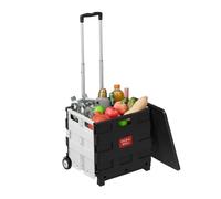 Relaxdays foldable shopping trolley, telescopic handle & lid, white