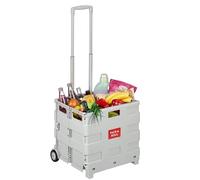 Relaxdays foldable shopping trolley with wheels, light grey