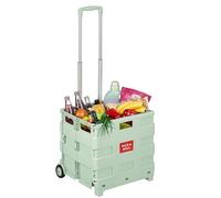 Relaxdays foldable shopping trolley with wheels, telescopic handle, sage