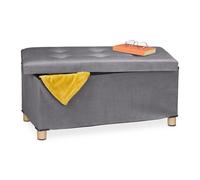 Relaxdays Foldable Storage Bench with Wooden Feet