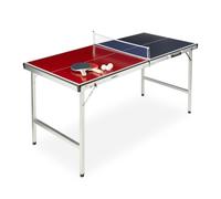 Table Tennis Table Foldable Mid-Sized Ping Pong Net Bats Balls Indoor