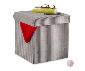Relaxdays Foldable velvet pouf