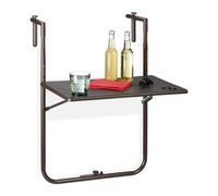 Relaxdays Folding Balcony Table Brown Rattan Look