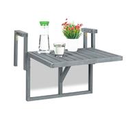 Relaxdays Folding Balcony Table, Hangs on Terrace Ledge, WxD: 60x45 cm, Height Adjustable, Small Deck Table, Wood, Grey