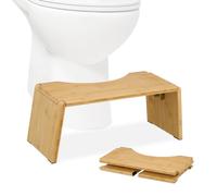 Relaxdays Toilet Stool, Folding Bathroom Step for Adults, Bamboo, 19x48.5x20 cm, Healthy Squatting Position, Natural