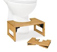 Relaxdays Folding Bamboo Toilet Stool