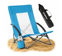 Relaxdays Folding beach chair, cup holder
