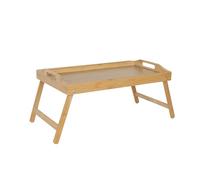 Relaxdays Folding Bed Tray with Tablet & Phone Holder, Bamboo & MDF, 24x60x30 cm, Natural