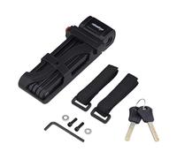 Relaxdays Folding Bike Lock, Steel, Secure Construction with Holder, 2 Keys, 85 cm, Folding, Black