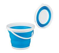 Relaxdays Folding Bucket, 10L Mopping Bin, Collapsible for Car, Camping and Festivals, Blue, 1 Item