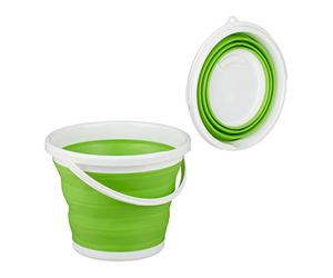 Relaxdays Folding Bucket, 10L Mopping Bin, Collapsible for Car, Camping and Festivals, Green, 1 Item