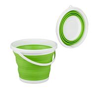 Relaxdays Folding Bucket, 10L Mopping Bin, Collapsible for Car, Camping and Festivals, Green