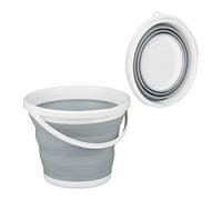 Relaxdays Folding Bucket, 10L Mopping Bin, Collapsible for Car, Camping and Festivals, Grey