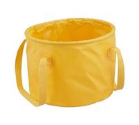 Relaxdays Folding Bucket, Camping, 15l, Foldable, Water Bowl, with Handles, HxWxD: 23 x 31 x 31 cm, Outdoor, PVC, Yellow