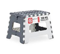 Relaxdays Folding, Camping, Children's Bathroom Stool, up to 150 kg, Plastic, HBT: 22 x 35 x 28 cm, Grey/White