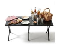 Relaxdays Folding Camping Table, Height-Adjustable, Weatherproof, Black, 44x120x60 cm