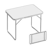 Relaxdays folding camping table, portable side table, HWD 68.5 x 80 x 60 cm, for camping & picnics, aluminium, white