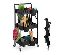 Relaxdays Folding Cart with 3 Shelves